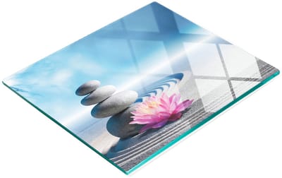 Keukenplank van gehard glas met decoratieve Zen-stenen, 60x52 cm