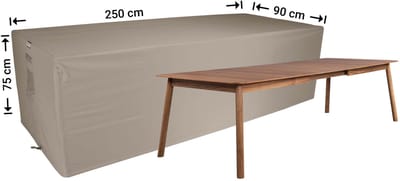 Raffles Covers Beschermhoes tuintafel - 250 x 90 H: 75 cm - RT250small - Waterdicht - Ademend - UV-bestendig - Elastisch rijgkoord - Beschermhoes tuinmeubelen