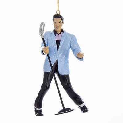 Kurt S. Adler kunststof kerstbal - elvis presley 11cm blauw 1 stuks