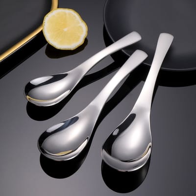 304 RVS lepel voor soeplepel eetlepel voor het drinken van soeplepels voor soeplepel verdiepende en verdikte ronde bodem soeplepel, large + medium + small