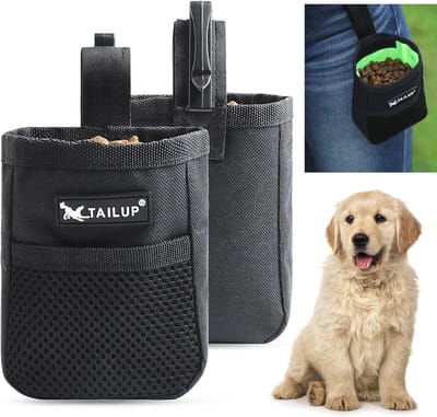 Mini Honden Snacktas met Clip, Handenvrije Dog Treat Bag voor Training en Wandelen, Waterdicht en Gemakkelijk te Openen, Ideaal voor Puppy en Hond