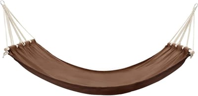 Hangmat met stok - Liggende mat - Ontspannen buiten - Groot ligoppervlak - 210 x 150 cm - Bruin