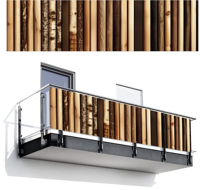 Balkonscherm 300x80 cm - Balkonposter Hout - Planken - Natuurlijk - Balkon scherm decoratie - Balkonschermen - Balkondoek zonnescherm