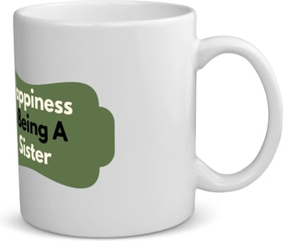 Akyol - happiness is being a sister koffiemok - theemok - Zus - de liefste zus - verjaardag - cadeautje voor zus - zus artikelen - kado - geschenk - 350 ML inhoud