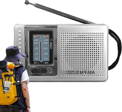 Draagbare Radio - Noodradio Reisradio - Kamperen en Reizen - Verbeterde Signaalstabiliteit - 96 x 23 x 58 cm - Zilverkleurig