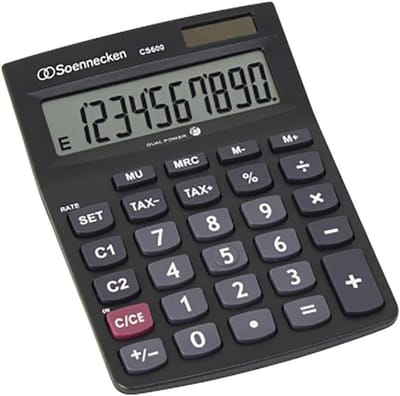 Zonne-energie Rekenmachine - Zakelijke Calculator - Dagelijks Gebruik - 10 Cijfers Display - Compact Formaat - Zwart