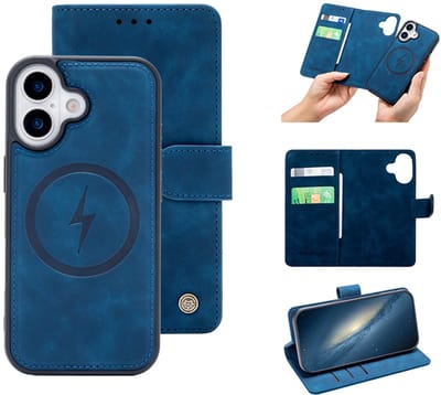 Casemania Hoesje Geschikt voor Apple iPhone 17 - Navy Blue - Kunstleer 2 in 1 Afneembare Bookcase - Geschikt voor MagSafe - Magnetische Telefoonhoesje met Pasjeshouder en Standaardfunctie