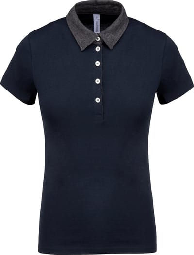 Kariban Tweekleurige damespolo jersey K261 - Navy / Dark Grey Heather - XXL