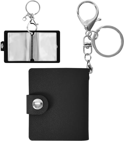 Mini Fotoalbum met Sleutelhanger, Leer, 20 Compartimenten, Compact Fotoboek voor Herinneringen, Persoonlijk Cadeau, Verzamelalbum