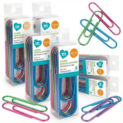 Allecto - Paperclips - Kleurrijke Metalen Paperclips - Organisatie - 10.2 cm - Kantoorbenodigdheden - Handig voor Documenten - Geschikt voor Thuis ..
