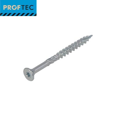 Proftec spaanplaatschroef 6x130mm - platkop - verzinkt - deeldraad - T25 (Per 100 stuks)
