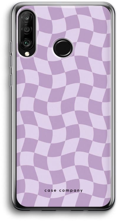Case Company® - Hoesje geschikt voor Huawei P30 Lite hoesje - Grid Paars - Soft Cover Telefoonhoesje - Bescherming aan alle Kanten en Schermrand