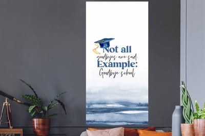 Muurstickers - Sticker Folie - Quote - Goodbye - School - 80x160 cm - Plakfolie - Muurstickers Kinderkamer - Zelfklevend Behang - Zelfklevend behangpapier - Stickerfolie