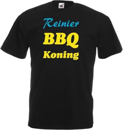 Mijncadeautje T-shirt BBQ Koning met voornaam  - unisex - ZWART (maat S)