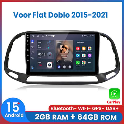 Awesafe Geschikt Voor Fiat Doblo 2015 t/m 2021 Autoradio - Met navigatie GPS - Ram 2GB+ Rom 64GB - Bluetooth WIFI - Apple Carplay & Android auto - Radio scherm - 2015 2016 2017 2018 2019 2020 2021
