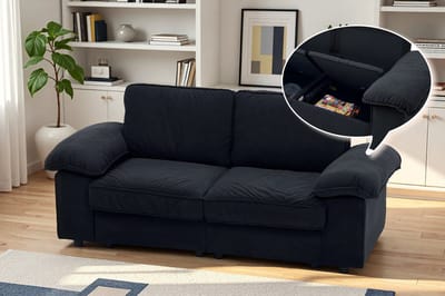 Gutent-Bank 2-zitsbank met geïntegreerde opbergruimte – Zachte stoffen bekleding en stevig houten frame, ideaal voor de woonkamer.