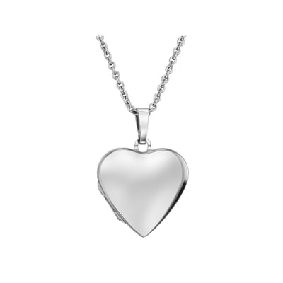 Traveller Medaillon voor Foto - Ketting - Sterling Zilver 925 - Fotomedaillon - Glanzend - Hart - Made in Germany - Duurzaam - 20 x 20 mm - 45 cm - 571007