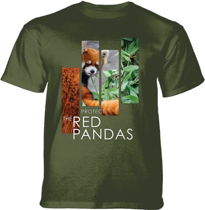 T-shirt Protect Red Panda Split Portrait Green S