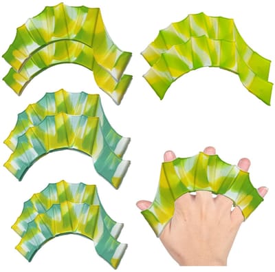 Dailygoods- Zwemhandschoenen Siliconen - 4 Paar - Vingerkikker Type - Waterbestendig - Camouflage Kleur - Geschikt voor Volwassenen - Zwemvliezen