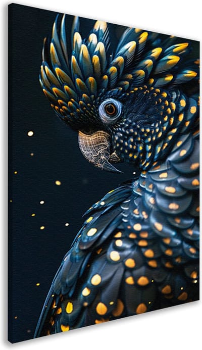 Vogel portret - Dieren schilderijen - Schilderij op canvas Veren - Wanddecoratie klassiek - Canvas schilderijen woonkamer - Slaapkamer wanddecoratie canvas 60x90 cm