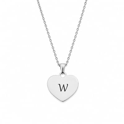 Hart Ketting met 1 Initiaal Zilver