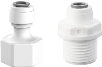 Wateraansluitadapter, 2 stuks, rechte aansluiting voor 1/4 inch waterslang op 1/2 inch buitendraad, snelkoppelingen