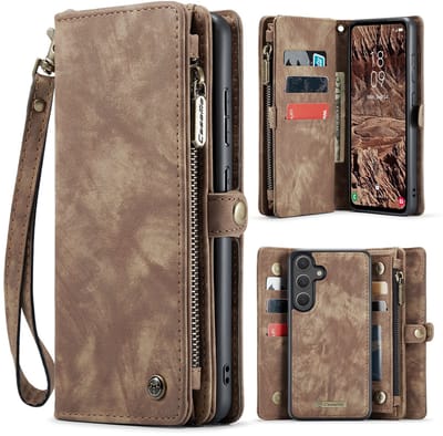 CaseMe Hoesje - Geschikt voor Samsung Galaxy S25 FE Hoesje - CaseMe 008 2-in-1 Book Case & Back Cover met Portemonnee - Bruin