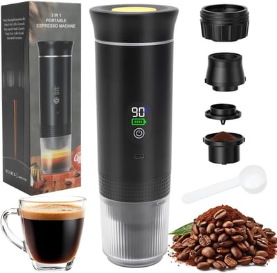 Draagbare elektrische espressomachine voor onderweg - Mini koffiemaker met display voor camping, reizen en kantoor