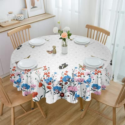 Lente Bloemen Vlinder Retro Rond Tafelkleed Festival Dineren Waterdicht Tafelkleed Tafelkleed Voor Bruiloft Feest Decor 4pcs 33x48 Table mat gray
