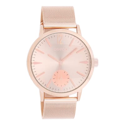 OOZOO Timepieces - Rosé goudkleurige horloge met rosé goudkleurige metalen mesh armband - C8614