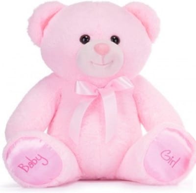 Baby Girl Teddybeer Roze Pluche Knuffel (Kraamcadeau Meisje) 22 cm - Kraamcadeau - Babyshower - Gender Reveal - Baby Cadeau - Kraamvisite- Meisjes Girl- Teddy Beer - Geboorte Knuffelbeer