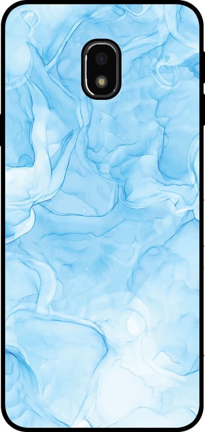 Smartphonica Telefoonhoesje Geschikt voor Samsung Galaxy J3 2017 met marmer opdruk - TPU backcover case marble design - Lichtblauw geschikt voor Samsung Galaxy J3 2017