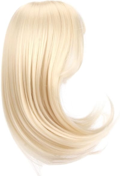 Premium DIY Poppenperuk met Lange Melk Gouden Haar en Pony voor 15,5 tot 17 cm Poppen - Ideaal voor Creatieve Speelervaringen en Accessoires