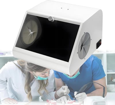 Zandstraalcabine Stofbox - Tandheelkundig Laboratorium - Stofvrij Werken - Dubbel Afzuigsysteem - 38 x 36 x 26 cm - Wit