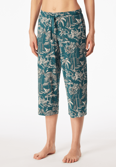 3/4-lange loungebroek van modalvezel met palmen, groen - Mix+ Relax 34