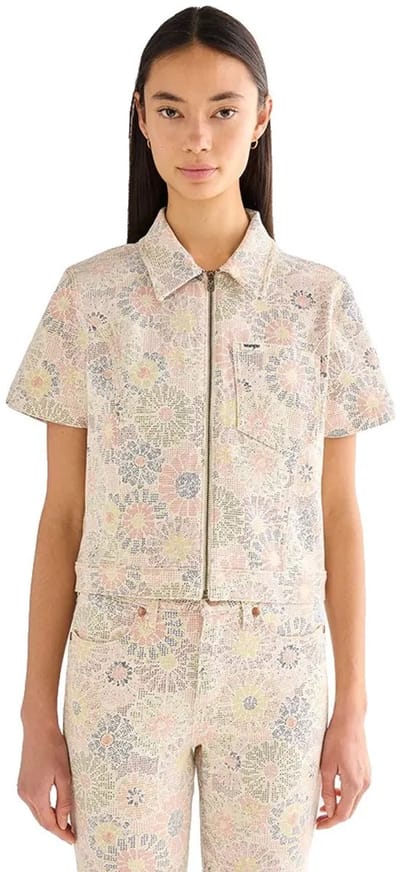 Wrangler 112378163 Overhemd Met Korte Mouwen Beige XS Vrouw