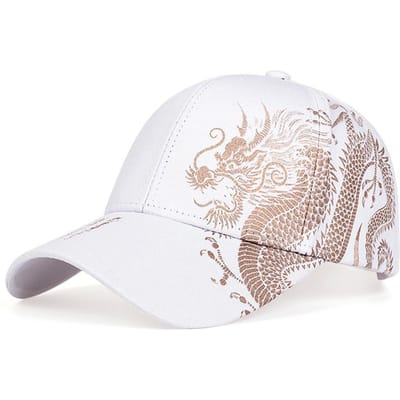 Unisex Baseballpet Zwart Verstelbaar Pet in Chinese Stijl Draak Print Casual Snapback Hoeden Bone Hip Hop Hoed zonnehoeden gorras white