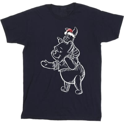 Disney Heren Winnie The Pooh Knorretje Kerst-T-shirt (Marineblauw)