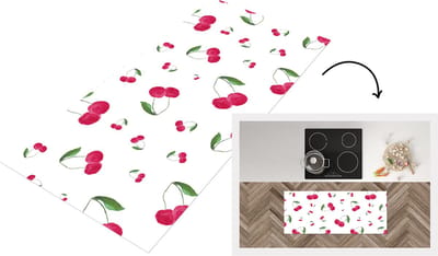 Keukenloper - Loper keuken - Kersen - Rood fruit - Wit - 120x50 cm - Keukenloper vinyl