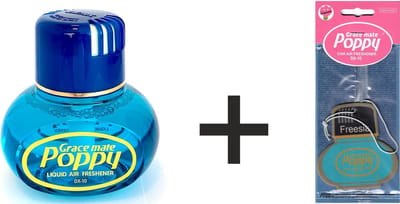 POPPY GRACE MATE® Luchtverfrisser Freesia 150ml – Inclusief Geurhanger – Langdurige Luxe Geur voor Auto en Ruimtes