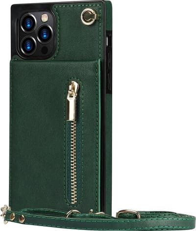 Hoesje geschikt voor iPhone 7 - Backcover - Pasjeshouder - Portemonnee - Koord - Kunstleer - Groen