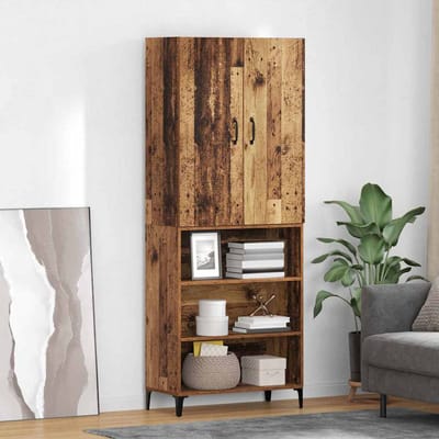 vidaXL - Highboard - Oud - Hout - 69,5 - x - 34 - x - 180 - cm - Bewerkt - hout