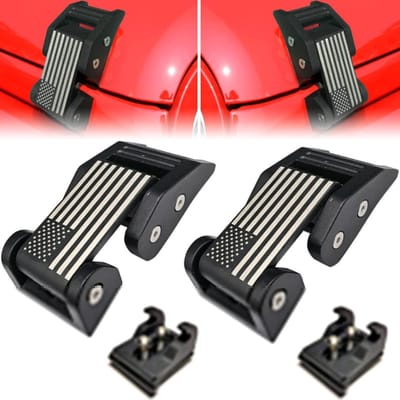 Car Hood Latches voor Jeep Wrangler JK JKU JL JLU 2007-2023 en Gladiator met Amerikaanse Vlag Stijl - Aluminium Hood Catches en Sloten voor Jeep Accessoires