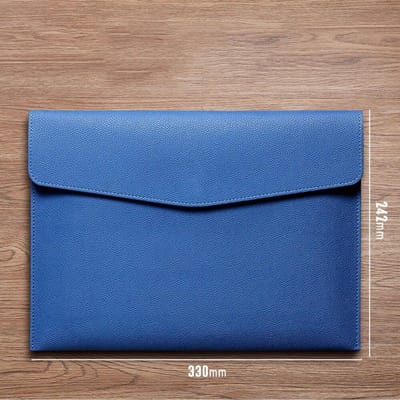 A4 Papier Draagbare Lederen Bestandstas Mode Bestandstas Verdikking Knoop Waterdicht Zakelijke Kantoor Documenten Opslagbeheer blauw