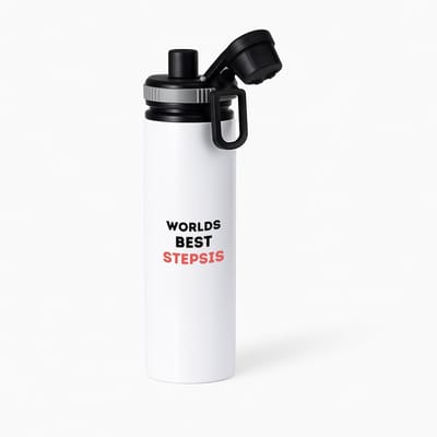 Hacebo® - worlds best stepsister waterfles met draaidop grijs - Zus - de beste stiefzus - verjaardagscadeau - verjaardag - cadeau - cadeautje voor zus - zus artikelen - kado - geschenk - gift - water fles - 850ML