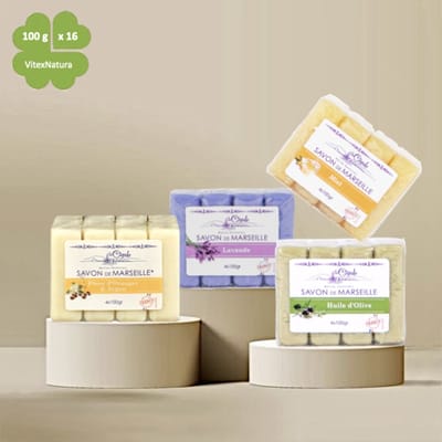 Marseille glycerine zeep | Olijf - Lavendel - Honing - Argan Sinaasappelbloesem 16x100g | La Cigale