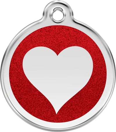 Red Dingo Hondenpenning 30 mm hart glitter rood