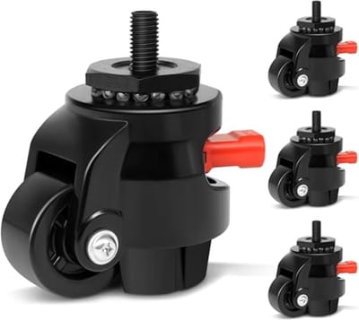 Leveling Wheels M12 - Verstelbare Ratchet Handgreep - Zware Duurzame Rollen - Ideaal voor Werkbanken, Set van 4