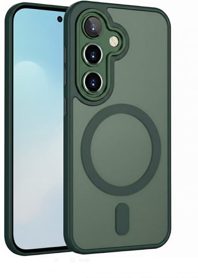 Hoesje Geschikt voor Samsung Galaxy A57 - Groen - Casemania Matte Armor Magnetische Back Cover - Geschikt voor MagSafe Telefoonhoesje - Val/Stoot Bescherming met Camera Protection