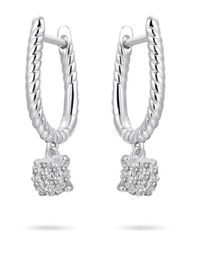 Zilveren Klapoorbellen met Pavé Zirkonia Bedel | 925 Sterling Zilver | 15 mm. Diameter | Jonline